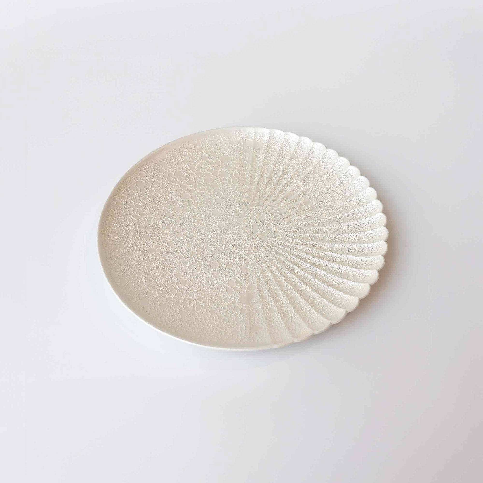 有田焼 | 白泡化粧 片菊彫 プレート 16.5cm/6.5inch 日本製