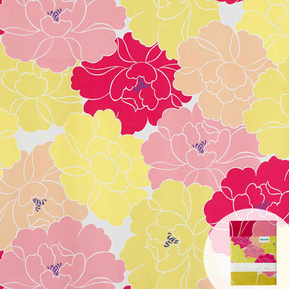 撥水加工 万能風呂敷 100×100cm 牡丹 ローズ Adeline Klam