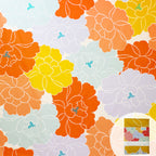 撥水加工 万能風呂敷 100×100cm 牡丹 オレンジ Adeline Klam