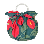 撥水加工 万能風呂敷 100×100cm つばき柄 モスグリーン 竹久夢二