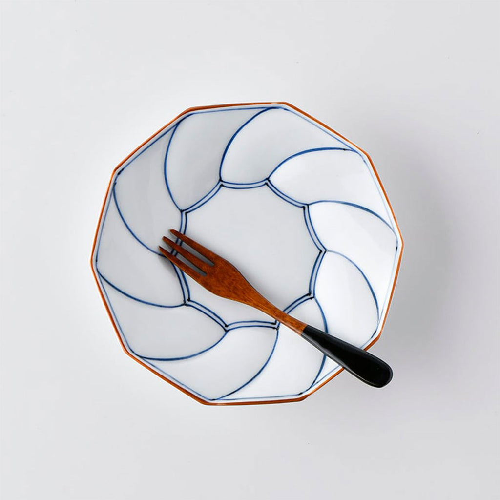 波佐美焼 | 磁器製皿 Φ15cm / 5.9inch ネジリ線 青