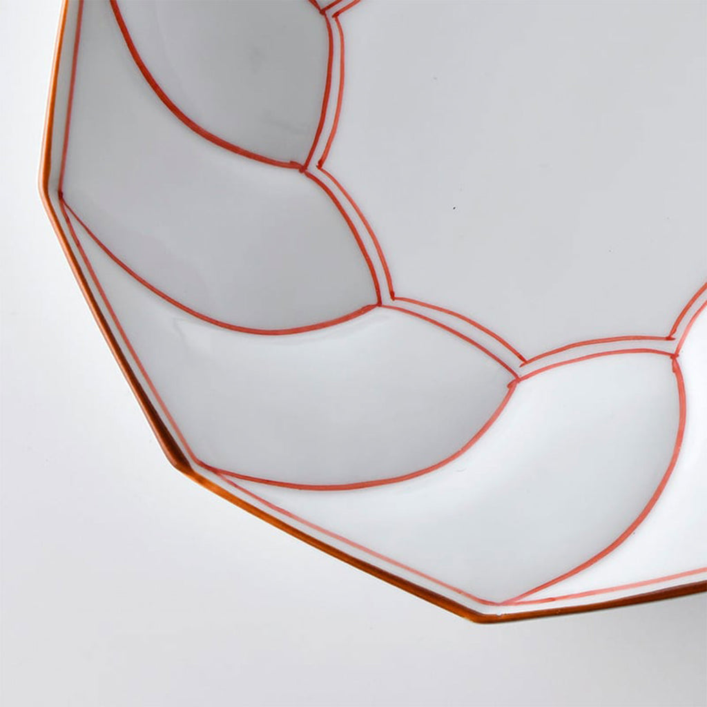 波佐美焼 | 磁器製皿 Φ15cm / 5.9inch ネジリ線 赤