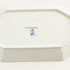 波佐美焼 | 磁器製 八角長方形 プレート 白 (手描き線 青) 日本製